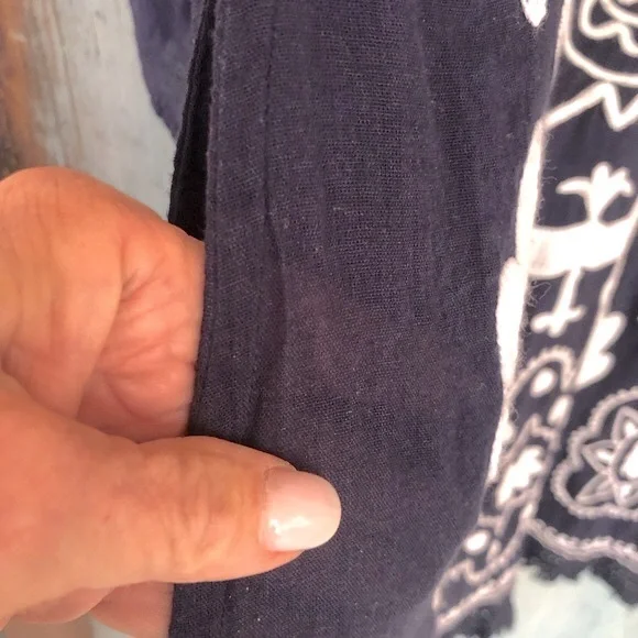 Very boho Ruby YaYa navy & white beach dress/cover up with braided embroidery - Picture 7 of 16